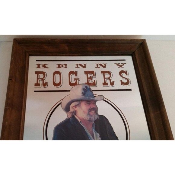Vintage 1980s Kenny Rogers Americas Cowboy Framed Wall Mirror Sign Bar Mancave - Picture 5 of 8